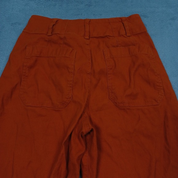 Maeve Pants Womens 0 Orange Colette Wide Leg Linen Blend Anthropologie - Picture 6 of 9